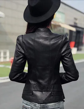 2017 Obmedzené Ženy Jaqueta Sako Dnešné Ponuky Womens-jeseň-bundy Módna Bunda Bomber Motocykel Sexy Lacné Kožený Kabát