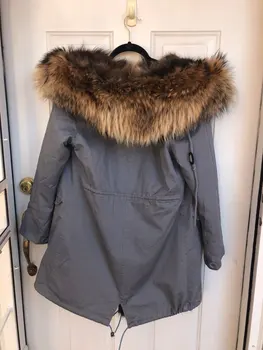 2017 Skutočné prírodné Kožušiny Kabát zimná bunda Dlho Ženy Mýval kožušinu podšívka s kapucňou parkas doprava zadarmo