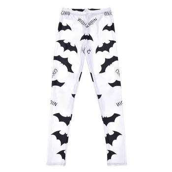 2017 Ženy Black Bat na Bielej Tlače Legíny Slim Fit Tenké Elastické Polyester Cos Strana Nohavice Bežné Nohavice Drop Shipping