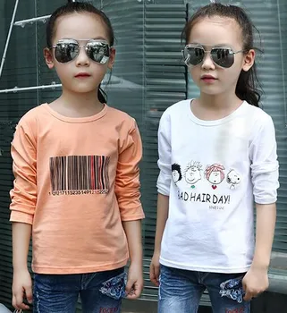 2018 detské oblečenie dievčatá t-shirts príčinné dlhý rukáv cottonthin dievča, t-shirts pre dievčatá, veľké deti tlačiť t-shirt topy