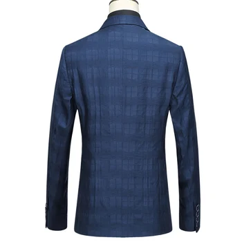 2018 nové jarné štýl mužov boutique voľný čas mriežky sako vysokej kvality busienss bežné slim oblek singel svojim bundu veľkosť M-3XL