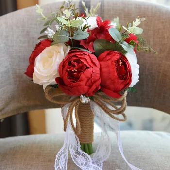 2018 Nový dizajn rustikálny Hodváb Pivónia svadobné kytice usporiadanie svadobnej kytice a domáce dekorácie