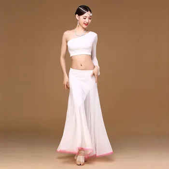2018 Ženy Dancewear, Brušný Tanec Oblečenie Mimo Rameno Hore Sukne Bundy 3ks Biele Kostýmy Dievčatá Orientálne Tanečné Kostýmy