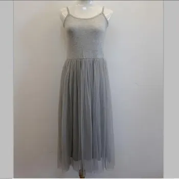 2018 Ženy, letné bavlna modálne čipky underskirt lístkového gázy sklzu podväzkové basic tank bavlnené šaty z jedného kusu dlhé šaty AE2131
