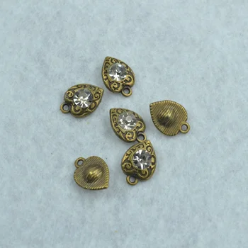 20pcs Jasné Kamienkami charms antické bronzové srdce kovové prívesky fit diy náhrdelník náramok zobrazili kľúčové tlačidlá pre Šperky, takže 1794