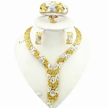 24k zlato, šperky sady svadobné šperky set afrického veľké šperky sady zlatenie šperky set ženy náhrdelník