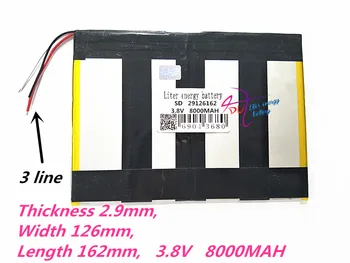 3 riadok 29126162 3.8 V 8000MAH (polymer lithium ion Nabíjateľné batérie ) pre tablet pc,mid,power banky,pre Sanei N10,Ampe A10