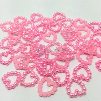 300pcs 12mm Pink Pearl Srdce Tvar Flatbacks Živice Srdce Cabochon Zdobením Scrapbooking Remesiel DIY Telefón Dekorácie