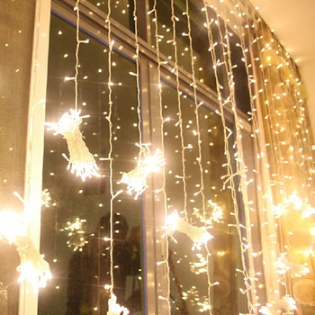 6M x 3 M 600 LED Domov Vonkajšie Dovolenku Vianočné Dekoratívne Svadobné, vianočné String Rozprávkových svetiel Girlandy Pásy Strany Opony Svetlá