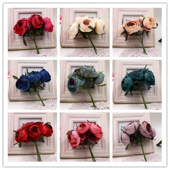 6pcs Hodváb Veľké Rose Bud Umelé Kvety Nevesta Kytice Pre Svadobné Party Flores Artificiales Dekorácie Mariage Veniec Rastliny