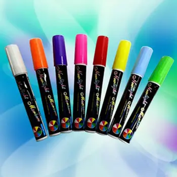 8 Zvýrazňovač Farby Fluorescenčné Mokré Kvapaliny Kriedou Neon Marker Pero Pack Suché Stieracie