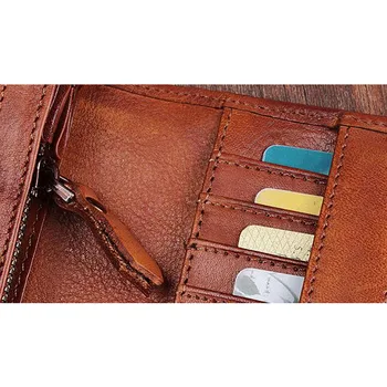 AETOO Mužov ručne vyrábané kožené dlho peňaženky retro prvá vrstva kože zips mužov a ženy kabelka pár príliv taška