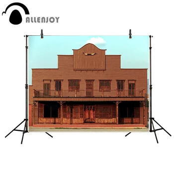Allenjoy fotografie pozadia starý divoký západ púšti kovbojské mestečko, saloon pozadia pre photo studio photo booth pozadie vinyl