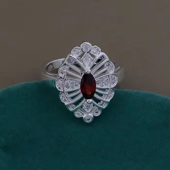 AR710 Hot strieborné pozlátené Prstene pre ženy&mužov silver 925 šperky, módne šperky, Oválny tanier s červený kameň /bcmajtta bekajvra
