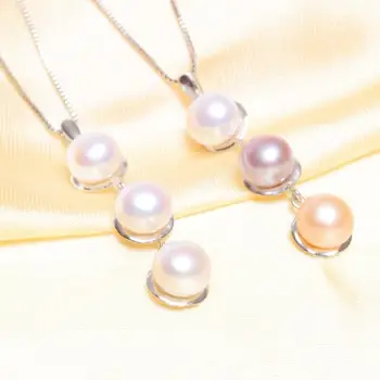 ASHIQI Skutočné Prírodné Sladkovodné perly Náhrdelníky & Prívesok so 925 sterling silver chain Multicolor perly náhrdelník pre ženy