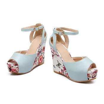 ASUMER modré, ružové a biele módne letné topánky típat prst pracky bežné dámy topánky na platforme kliny, vysoké podpätky, topánky, sandále žena