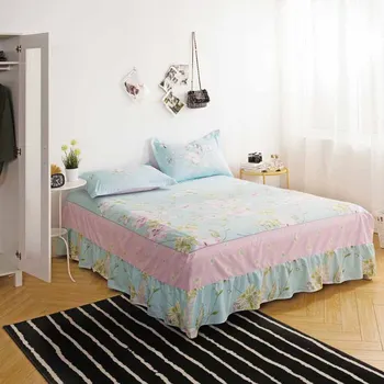Bavlna prikrývky na posteľ sukne posteľ list twin/full/kráľovná veľkosti king size fialová/biela/žltá prehrabať bedskirts pre hotel
