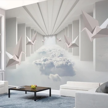 Beibehang abstraktných-de-parede Vlastnú tapetu 3D stereo papercranes abstraktné budovy jednoduché, TV joj, steny mraky tapety