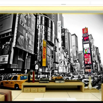 Beibehang Vlastné 3d fotografie tapety retro čierne a biele New York Times Square TV pozadie abstraktných de parede 3d tapety