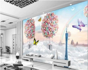Beibehang vlastné nástenné hodvábnej látky 3d izba stenu, papierové steny farebné balóny sen foto tapety na steny 3 d nálepky