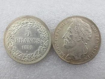 Belgicko 1832 leopold Premier Roi Des Belges 5 Frankov Kópie Mincí