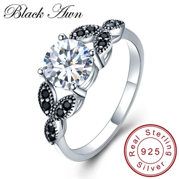 [BLACK AWN] 925 Sterling Silver Jemné Šperky Trendy Zapojenie Bague pre Ženy, Snubné Prstene, Veľkosť 6 7 8 C035