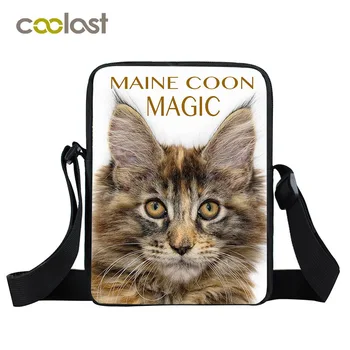 Black Maine Coon Mačky Crossbody Taška pre Dievčatá, Deti, Zvierat Školské Tašky Pet handtas Ženy Kabelka Deti Darček Mini Messenger Taška