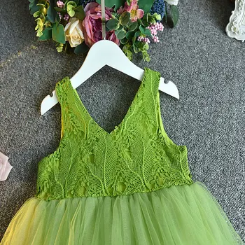 Bliheart Zelená Dievčatá Šaty 2017 Lete Deguisement Enfant Princesse Dieťa Župan Fille Deti Oblečenie Čipky Elbise Tutu Vetement