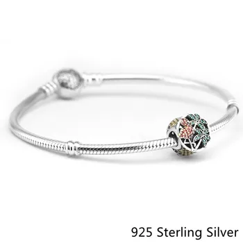 CKK 925 Sterling Silver Šperky Tropické Flamingo, Svetlo Zelené Kryštály & Multi-Farebné Kúzlo Korálky Hodí Fandola Náramky