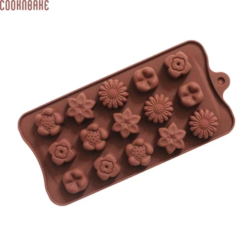 COOKNBAKE DIY Nový 15 Otvoru s 5 druhov Kvet Silikónové Čokoláda, Formy na Ľadové Kocky Zásobník Formy DIY Pečenie Formy CDSM-229