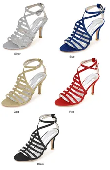 Creativesugar Sexy tenké pásma lesk bling lady sandále 8.5 cm podpätku letné šaty topánky členok popruh hees strieborná čierna modrá červená