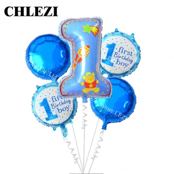 Dieťa 1 rok Fóliové balóny Happy birthday party dekorácie vyhovovali 5 ks/set Nafukovacie hračky chlapec dievča narodeniny Hélium balóniky