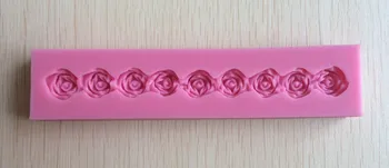 Dlhé pásy čipky ruže Kvety čokoláda svadobné DIY fondant piecť tortu zdobenie nástroje silikónové formy E705