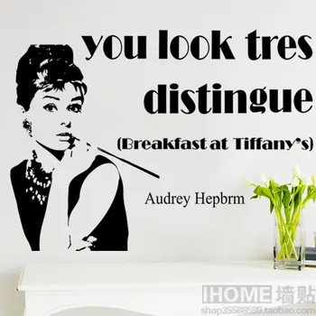 Doprava zadarmo, Audrey Hepburn Stenu, nálepky okno nálepky na Stenu Dekor Stenu Sklo Nálepky Domáce Dekorácie