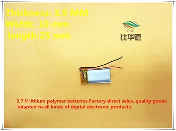 (doprava zadarmo)Polymer lithium ion batéria, 3,7 V, 351025 50mA môže byť prispôsobený veľkoobchod CE, FCC, ROHS MKBÚ certifikácie kvality