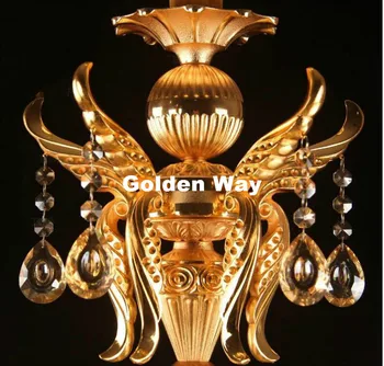 Doprava Zadarmo Zlaté Krištáľový Luster Lampa Listry Cristal Pozastavenie Projektu Osvetlenie Hotel Resteruant Villa Svietidlo Osvetlenie