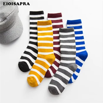 [EIOISAPRA]College v Štýle Art Bavlna Meias Farebné Pruhované Dlhé Ponožky Ženy Harajuku Haldy Haldy Calcetines Novinka Zábavné Ponožky