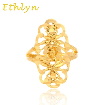 Ethlyn zadarmo veľkosť Etiópskej zlato ženy Zapojenie snubný prsteň Zlatá Farba Resizable zlatý prsteň R8
