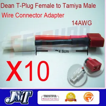 F01889-10 10 sád Dekani T konektor Samica na Tamiya Muž 14AWG Drôtu Konektor Adaptéra Konvertor