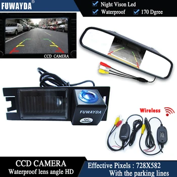 FUWAYDA Bezdrôtový Color CCD Čip Auto parkovacia Kamera pre HYUNDAI IX35 / I35 / Tucson + 4.3 Palcový spätnom Zrkadle Monitor