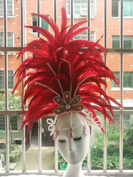 Halloween cosplay model módnej prehliadke Victoria samba tanečné stage custom handmade pštrosie perie headpieces