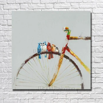 Handpainted Vták na Bicykli, olejomaľba Vysokej Kvalite na Plátne Abstractive Art Izba Dekorácie Krásny Obrázok č Rámovanie