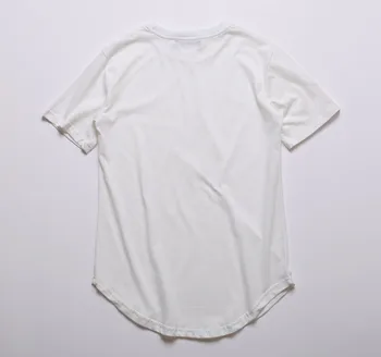 HIPFANDI 2017 veľký a vysoký Oblečenie dizajnér citi trendy Oblečenie tričko homme Zaoblené hem Tee plain white Predĺžené tričko