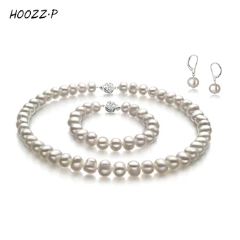 HOOZZ.P Výberový Sladkovodných Kultivovaných Perlový Náhrdelník Náramok Náušnice Set Pre Ženy, súpravy šperkov