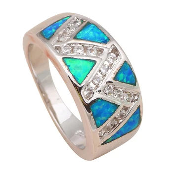 Horúce Španielsko svadobné Dizajnéri Blue fire Opal Módne šperky Strieborné Pečiatkou Krúžky OR221 USA veľkosť 6.5# 7.5#