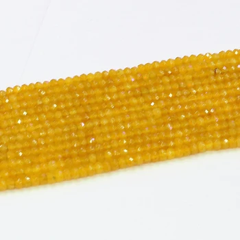 Horúce žltá jades prírodného kameňa chalcedony rondelle 2*4mm tvárou abacus tvar vysokej kvality diy voľné korálky 15inch B575