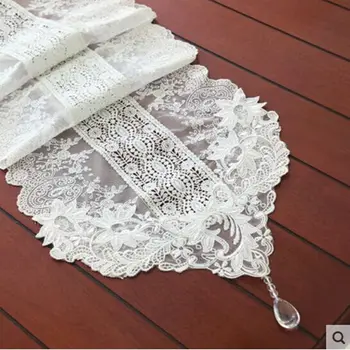 Hot !!! Nový kórejský štýl bavlna stôl runner čipky elegantné obrus svadobné dekorácie elegantné crystal prívesok klavír kryt