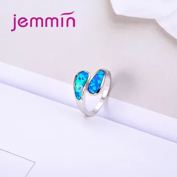 Jemmin Jedinečný Dizajn Blue Fire Opal Prstene Pre Ženy, Mužov, Strieborná Farba Svadobné Party Šperky Krúžok Parure Bijoux