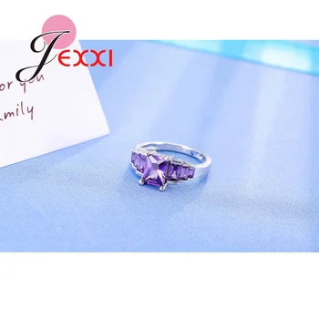 JEXXI New Horúce Predaj Kvalitné Módne Svadobné Zapojenie Svadobné Šperky Rakúskeho Kryštálu Žena 925 Sterling Silver Krúžky