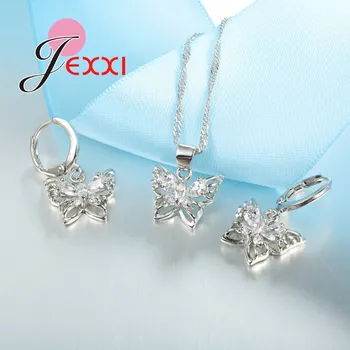 JEXXI Romantický Butterfly Design Strany Šperky Set Pre Dievčatá Kubický Zirkón 925 Sterling Silver Svadobné Šperky Set Ženy